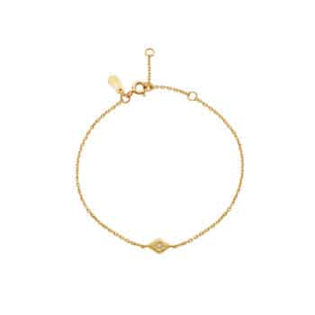 Maanesten Solo Armbånd Forgyldt Sølv 8690a -med justerbar længde på 16 + 3 cm og en hvid zirconia som midtpunkt. Perfekt til både hverdag og fest