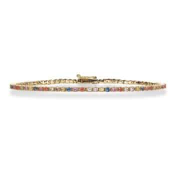 Scrouples Dazzling Tennis Armbånd Med Rainbow Safir 14 Karat Guld 602235