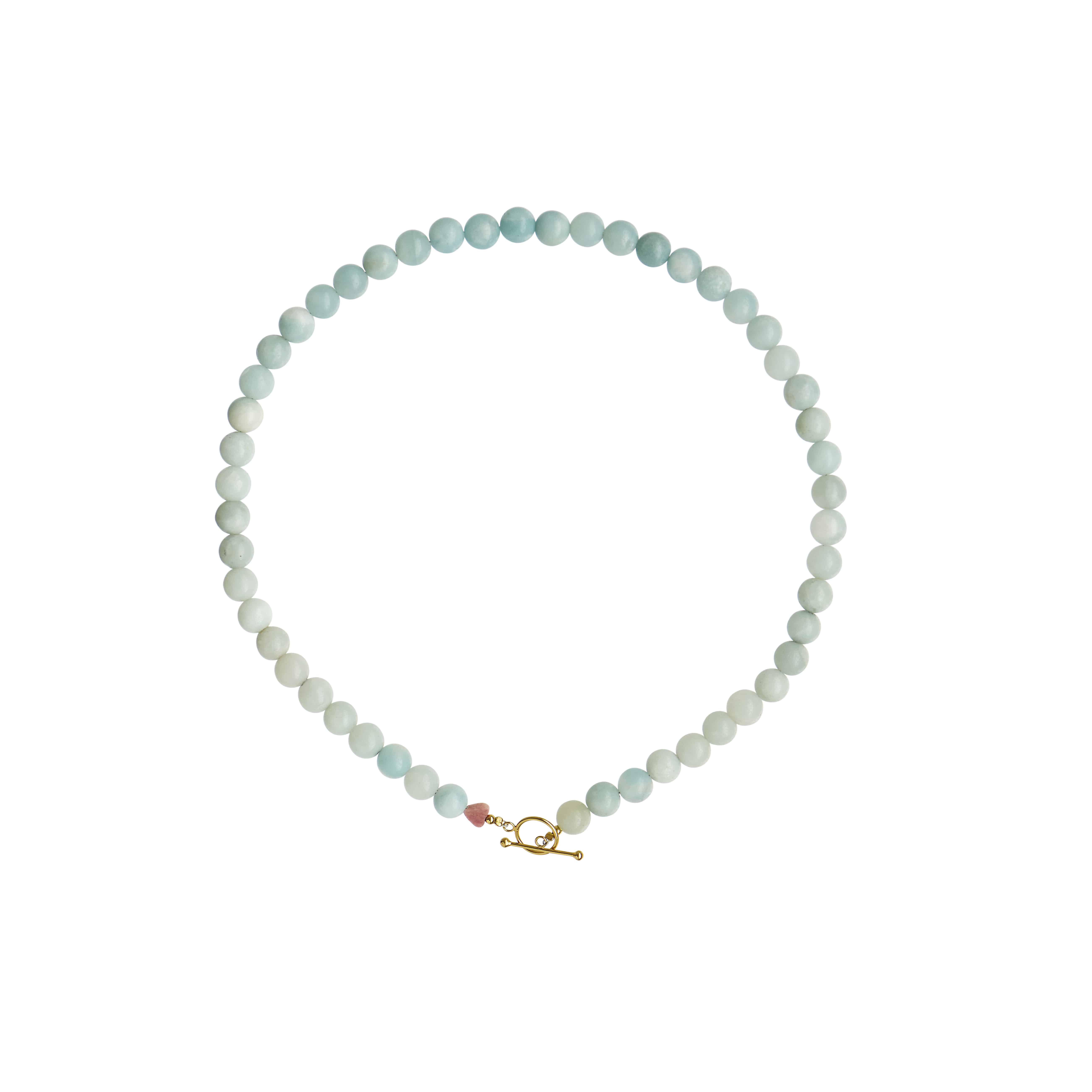 Stine A Cherie Bon Bon Cool Mint Halskæde 2063-02-OS - Smuk halskæde med aqua blue jade perler og dekorativ lås - Køb hos Guldsmedlange.dk