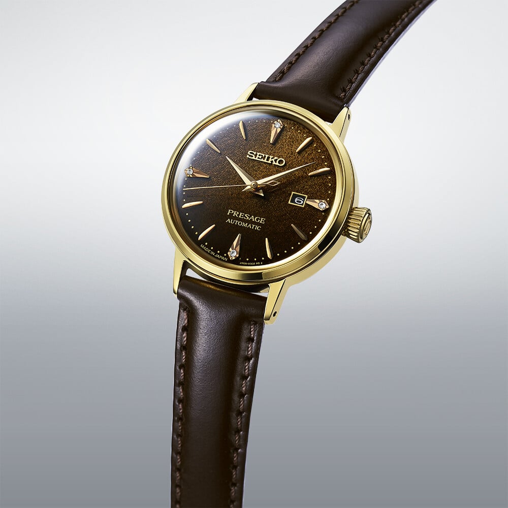 Seiko Presage Cocktail Time SRE020J1 dameur med brun skive og læderrem