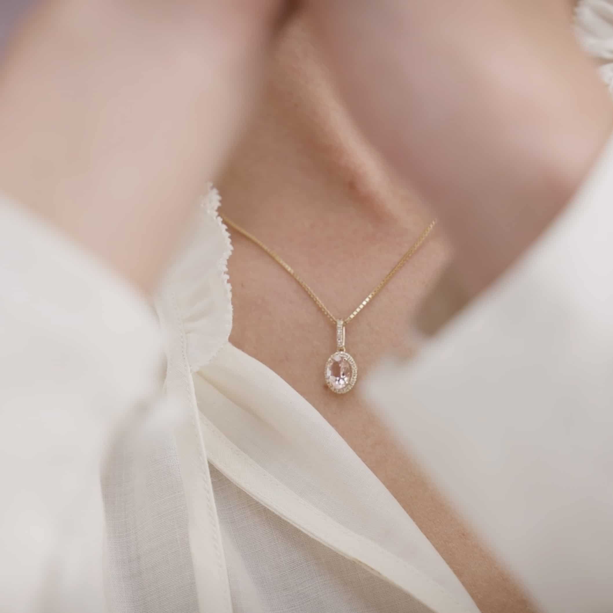 Scrouples Diana Roset Vedhæng - 14 Karat Guld – 0,11ct Diamant & Morganit – 213885 - Billede 2