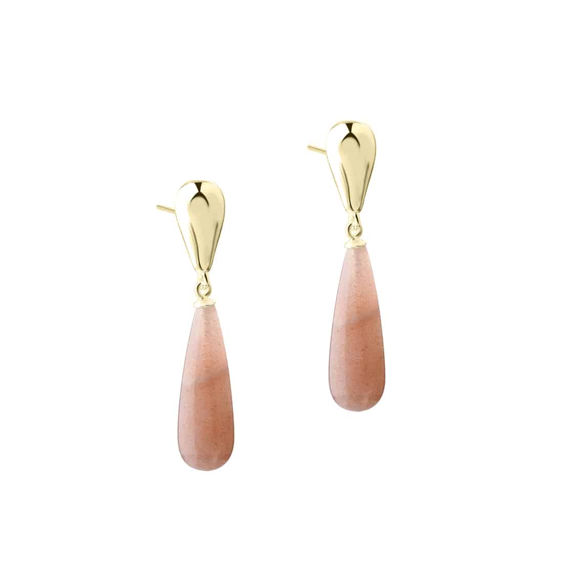 Aqua Dulce Sunella Long Drop Øreringe Forgyldt Sølv 6456 med sunstone-dråbe. Smukke og feminine øreringe til hverdag og fest.