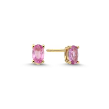Nuran Gaia ørestikker 14 karat Ø2570-LS-RG med pink safir. Fine guldøreringe med farvet sten – perfekt til gave, hverdag og feminine detaljer.