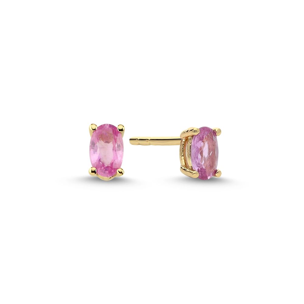 Nuran Gaia ørestikker 14 karat Ø2570-LS-RG med pink safir. Fine guldøreringe med farvet sten – perfekt til gave, hverdag og feminine detaljer.