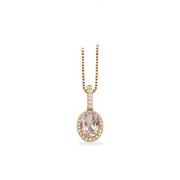 Scrouples Diana Roset vedhæng i 14 kt guld 213885 med 0,11 ct brillanter og rosa morganit. Klassisk og meget smukt smykke