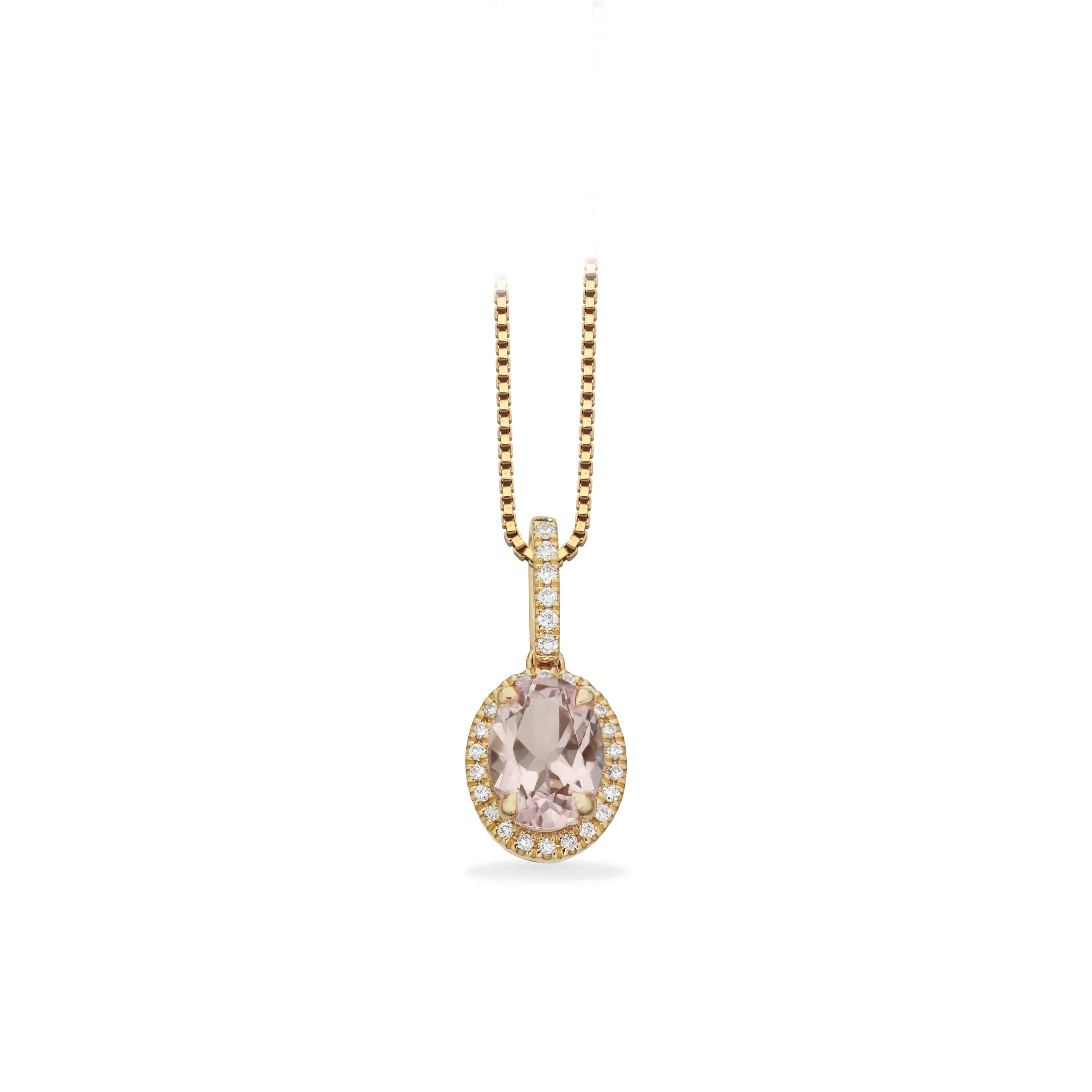Scrouples Diana Roset vedhæng i 14 kt guld 213885 med 0,11 ct brillanter og rosa morganit. Klassisk og meget smukt smykke