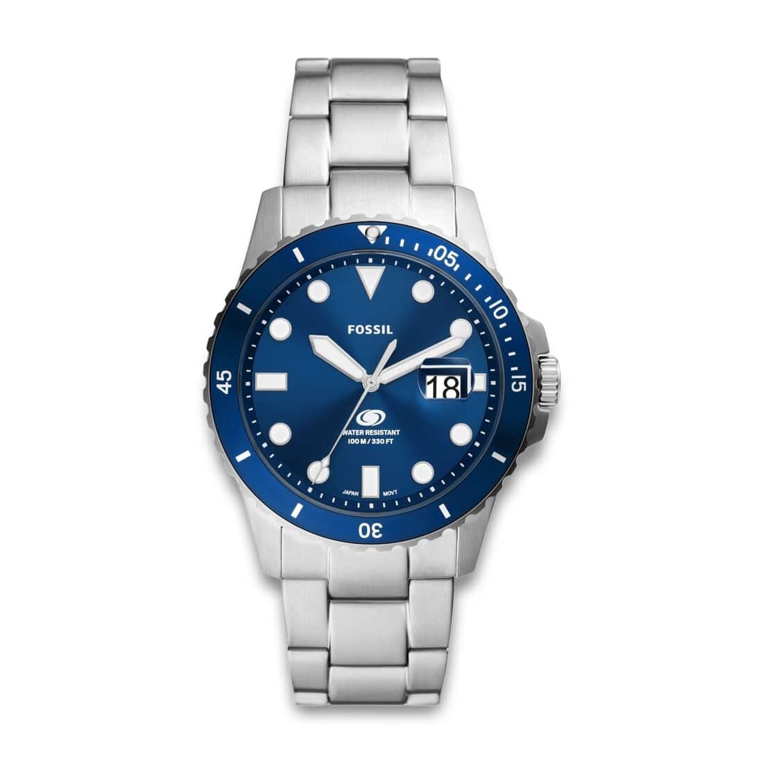 Fossil Blue FS6029 herreur med stållænke og blå urskive