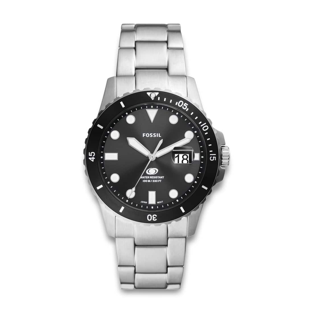 Fossil Blue FS6032 herreur med stållænke og sort urskive