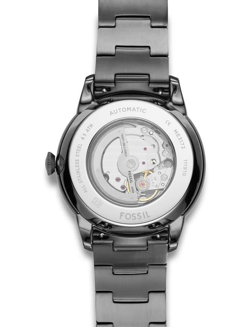 Fossil Townsman ME3172 automatic herreur med stållænke og sort urskive - bagsiden