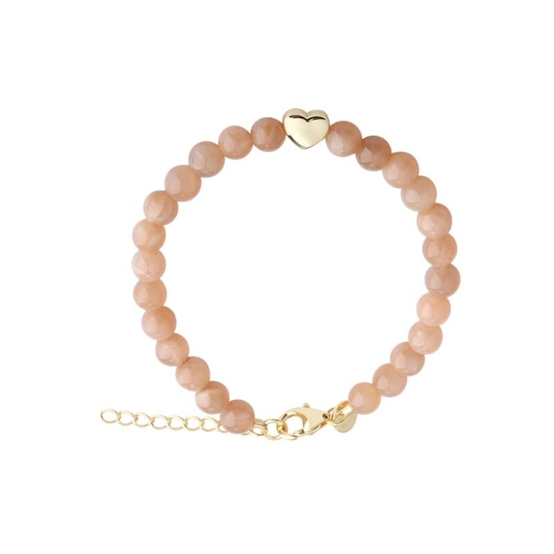 Aqua Dulce Karla Rose Armbånd med sunstone og lille hjerte. Justerbar længde 17+3 cm. Køb dit Aqua Dulce armbånd online i dag.