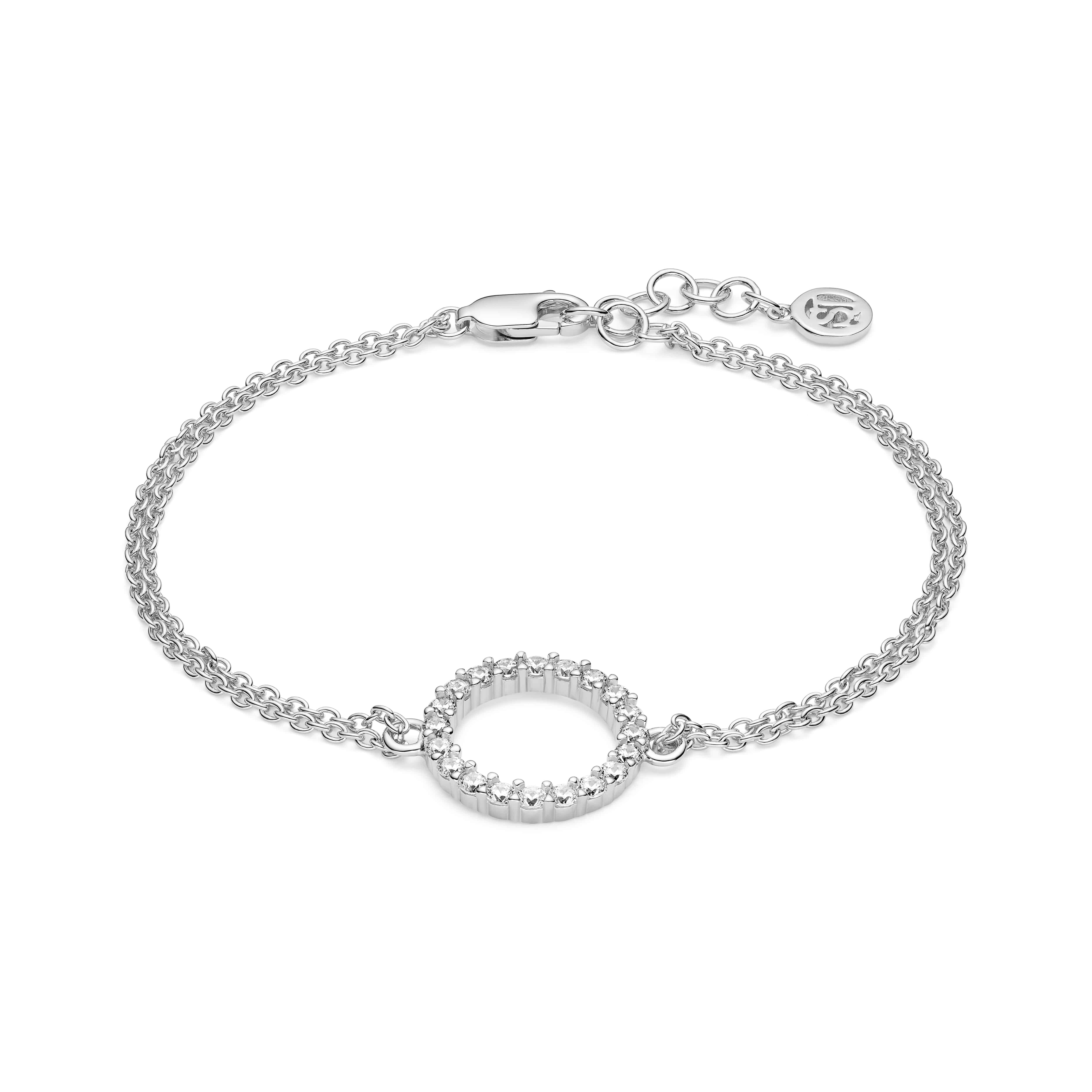 Sif Jakobs Biella Grande Armbånd Sølv SJ-B338(1)-CZ - i sølv med cirkelvedhæng og klare zirkonia. Justerbar længde 18 + 2 cm.