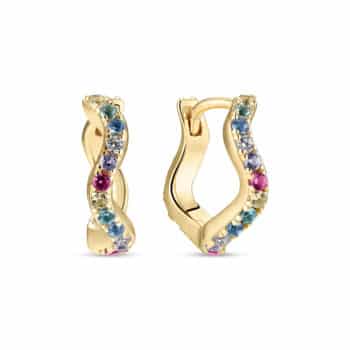 Sif Jakobs Ellera Waves Medio Øreringe Forgyldt Sølv 15mm SJ-E3859-XCZ-YG - Hoops med bølget design og click-lukning – elegante og nemme at bære.
