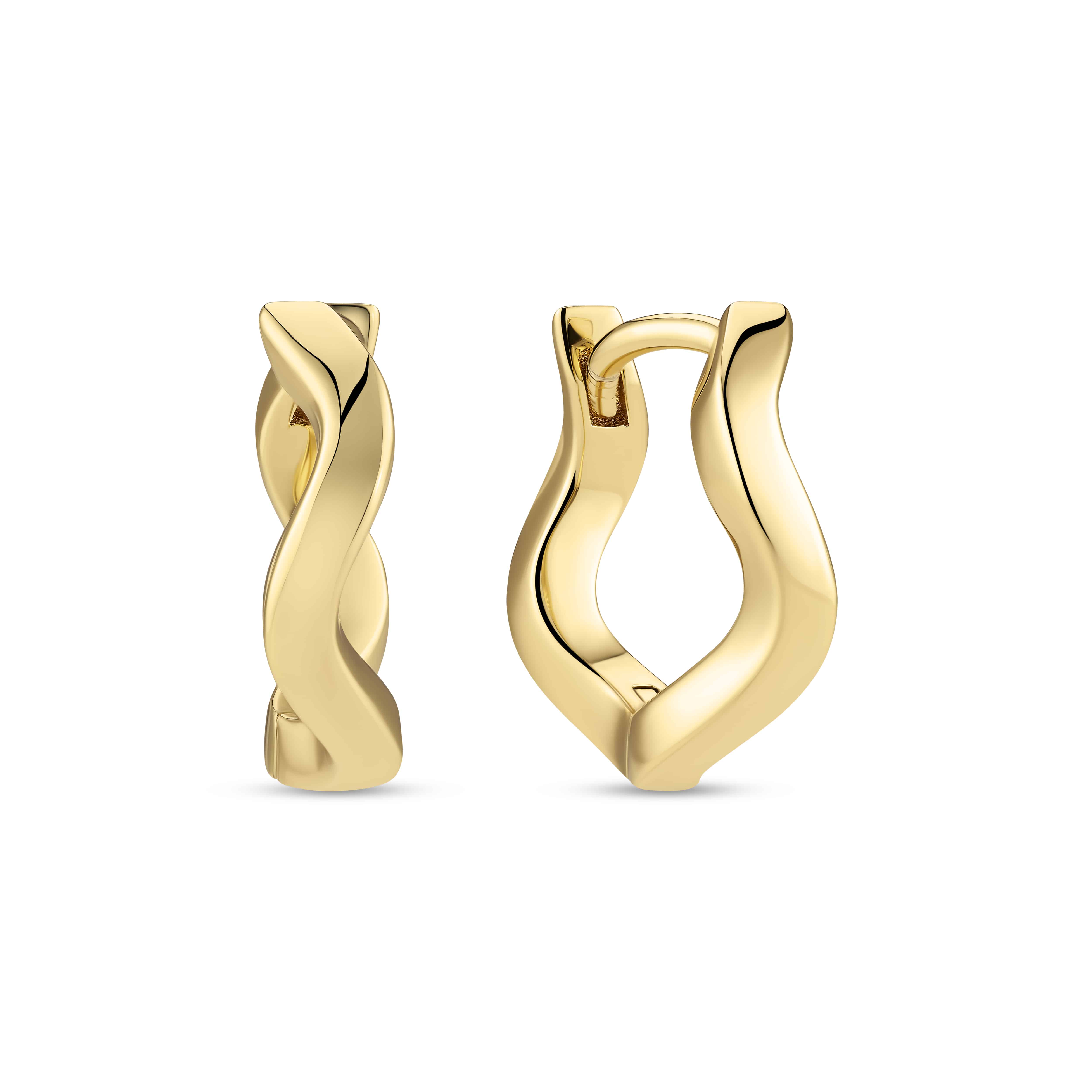 Sif Jakobs Ellera Waves Pianura Øreringe Forgyldt 15mm SJ-E3859-YG - Hoops med bølget design og click-lukning – elegante og nemme at bære.