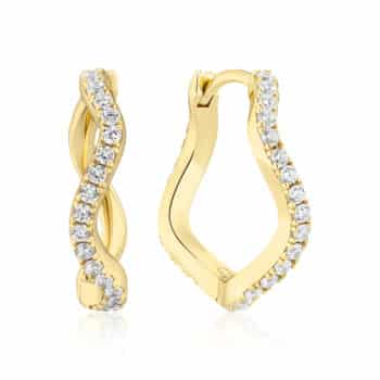 Sif Jakobs Ellera Waves Grande Øreringe Forgyldt Sølv 20mm SJ-E3869-CZ-YG - Hoops med bølget design og click-lukning – elegante og nemme at bære.