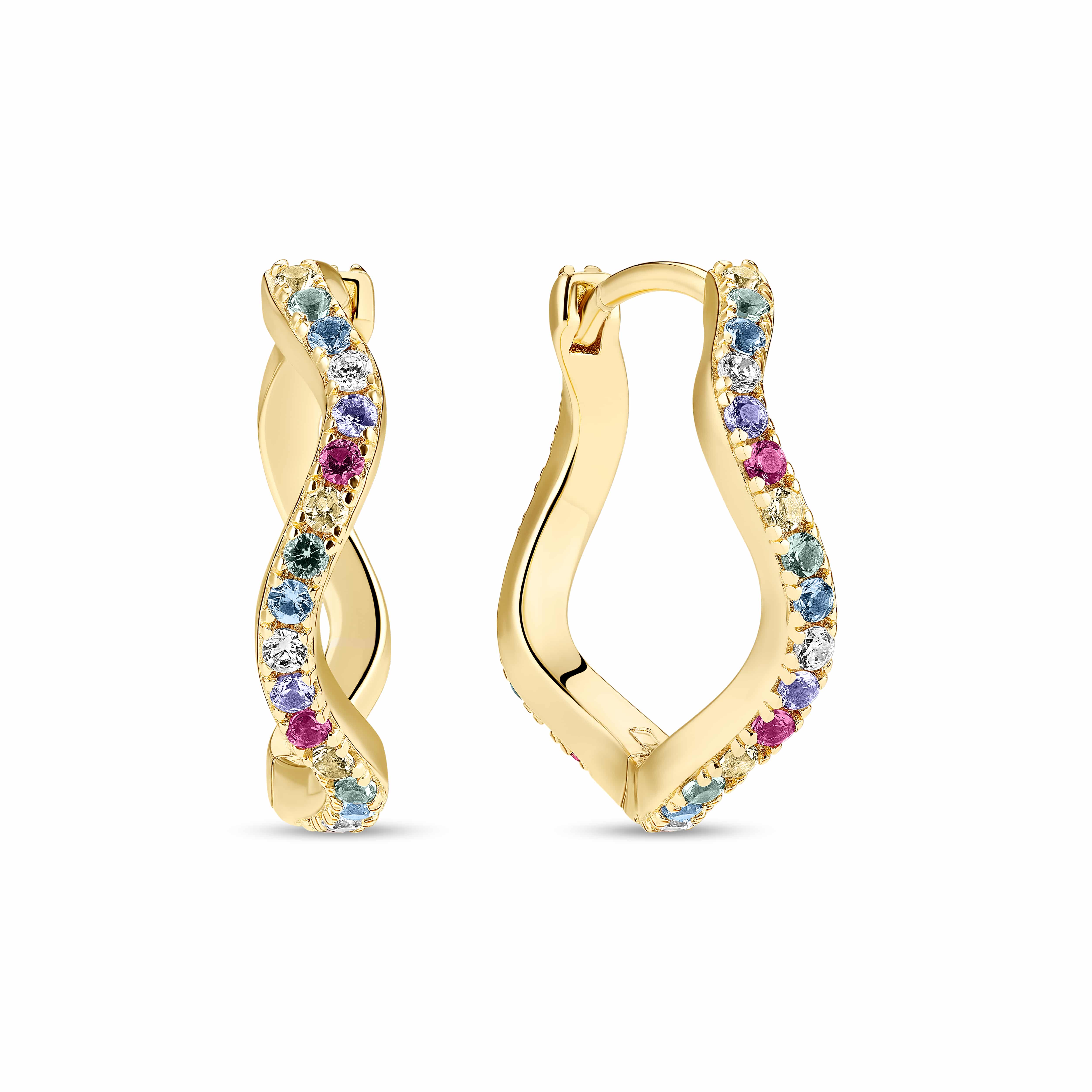 Sif Jakobs Ellera Waves Grande Øreringe Forgyldt Sølv 20mm SJ-E3869-XCZ-YG - Hoops med bølget design og click-lukning – elegante og nemme at bære.