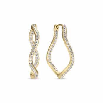 Sif Jakobs Ellera Waves X-Grande Øreringe Forgyldt Sølv 30mm SJ-E3879-CZ-YG - Hoops med bølget design og click-lukning – elegante og nemme at bære.