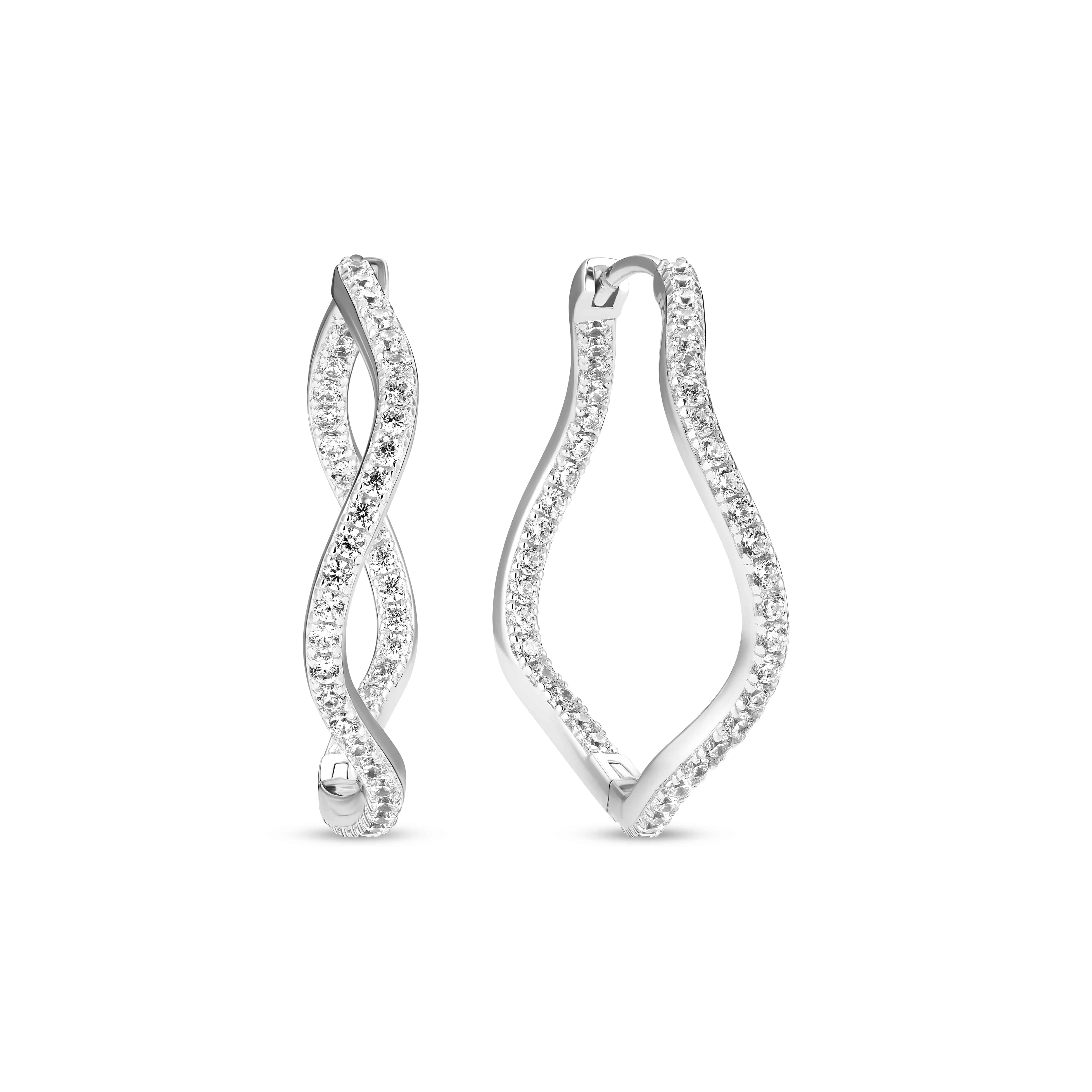 Sif Jakobs Ellera Waves X-Grande Øreringe Sølv 30mm SJ-E3879-CZ - Hoops med bølget design og click-lukning – elegante og nemme at bære.