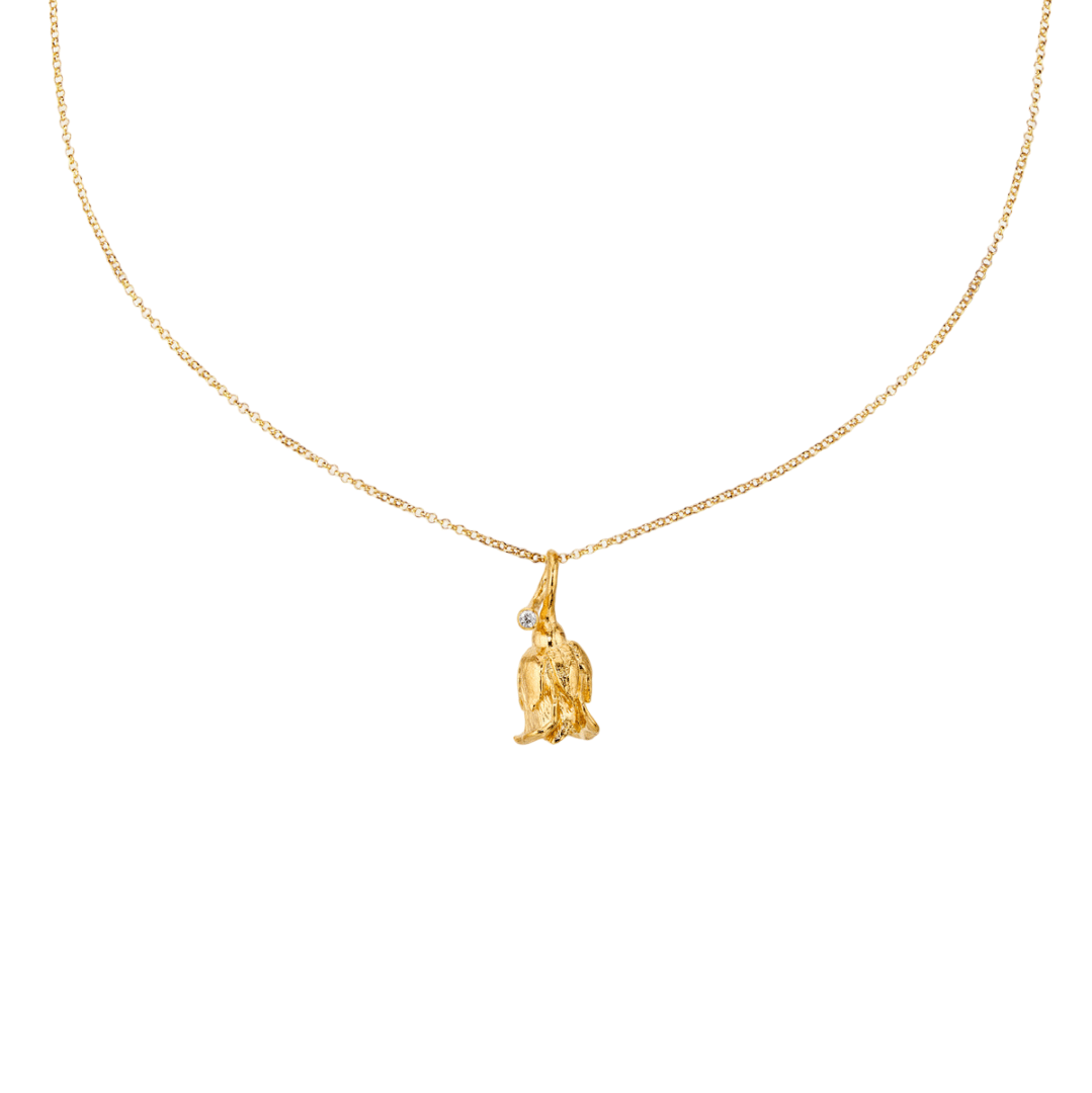 Flora Danica Rose Halskæde Med Diamant Forgyldt 907.ROS-Ne-G - Elegant og romantisk dansk design – perfekt til hverdag, fest og som gave.
