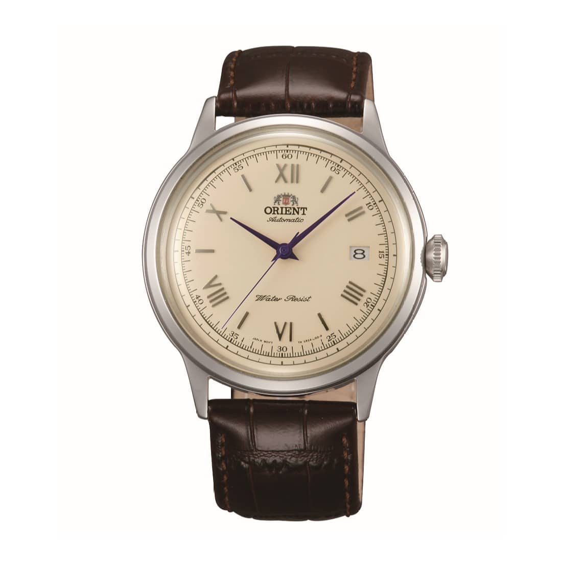 Orient Classic Bambino TAC00009N er et automatic herreur med beige urskive, brun rem og klassisk design. Japansk automatic urværk