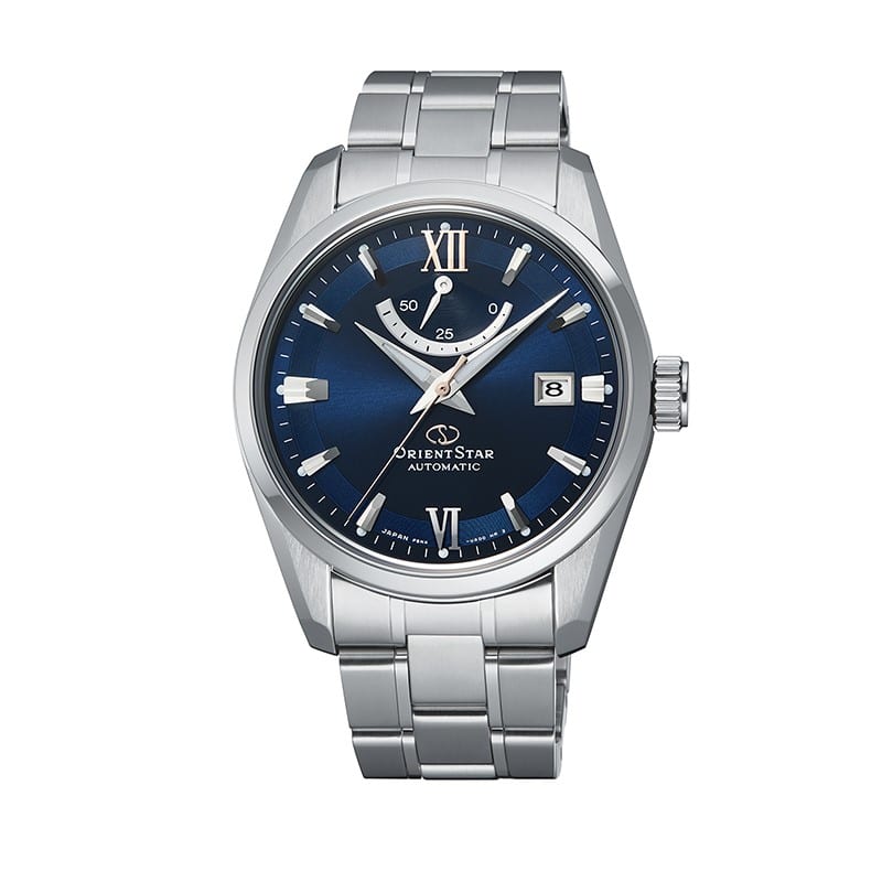Orient Star Contemporary Automatic med 39 mm stålkasse, blå skive og safirglas, 100m vandtæthed. Køb hos Guldsmedlange.dk