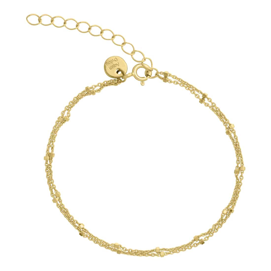Aqua Dulce Dee Dee Dot armbånd 16+3cm forgyldt 2253 - fint dobbelt-rækket armbånd med små kugler, der giver et feminint udtryk.