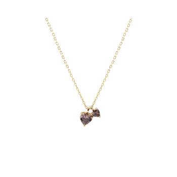 Aqua Dulce Eira Heart Halskæde Forgyldt 42+3cm 6781 - en sød og feminin halskæde med to hjertevedhæng i forskellige størrelser.