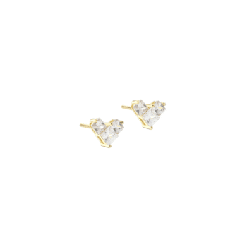 Aqua Dulce Kara Heart Clear Ørestikker 7,5mm Forgyldt 6600 -små og fine ørestikker formet som et hjerte af klare zirkonia. De giver et sødt og feminint look