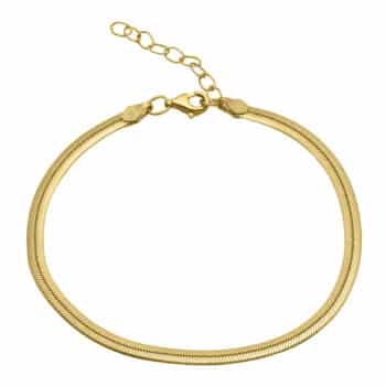 Aqua Dulce Malou Armbånd 17+3cm Forgyldt Sølv 4097 - fladt slangearmbånd med længde 17+3 cm. Stilrent armbånd til hverdag og fest.