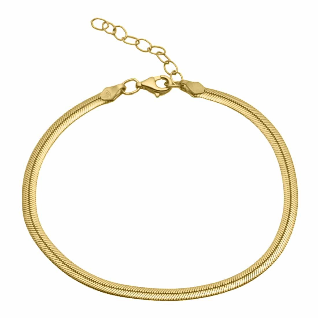 Aqua Dulce Malou Armbånd 17+3cm Forgyldt Sølv 4097 - fladt slangearmbånd med længde 17+3 cm. Stilrent armbånd til hverdag og fest.