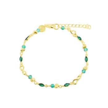 Aqua Dulce Green Garden armbånd 17+3cm forgyldt 5976 - Enkelt og klassisk armbånd med flotte grønne farver, nem at bruge til hverdag og fest.