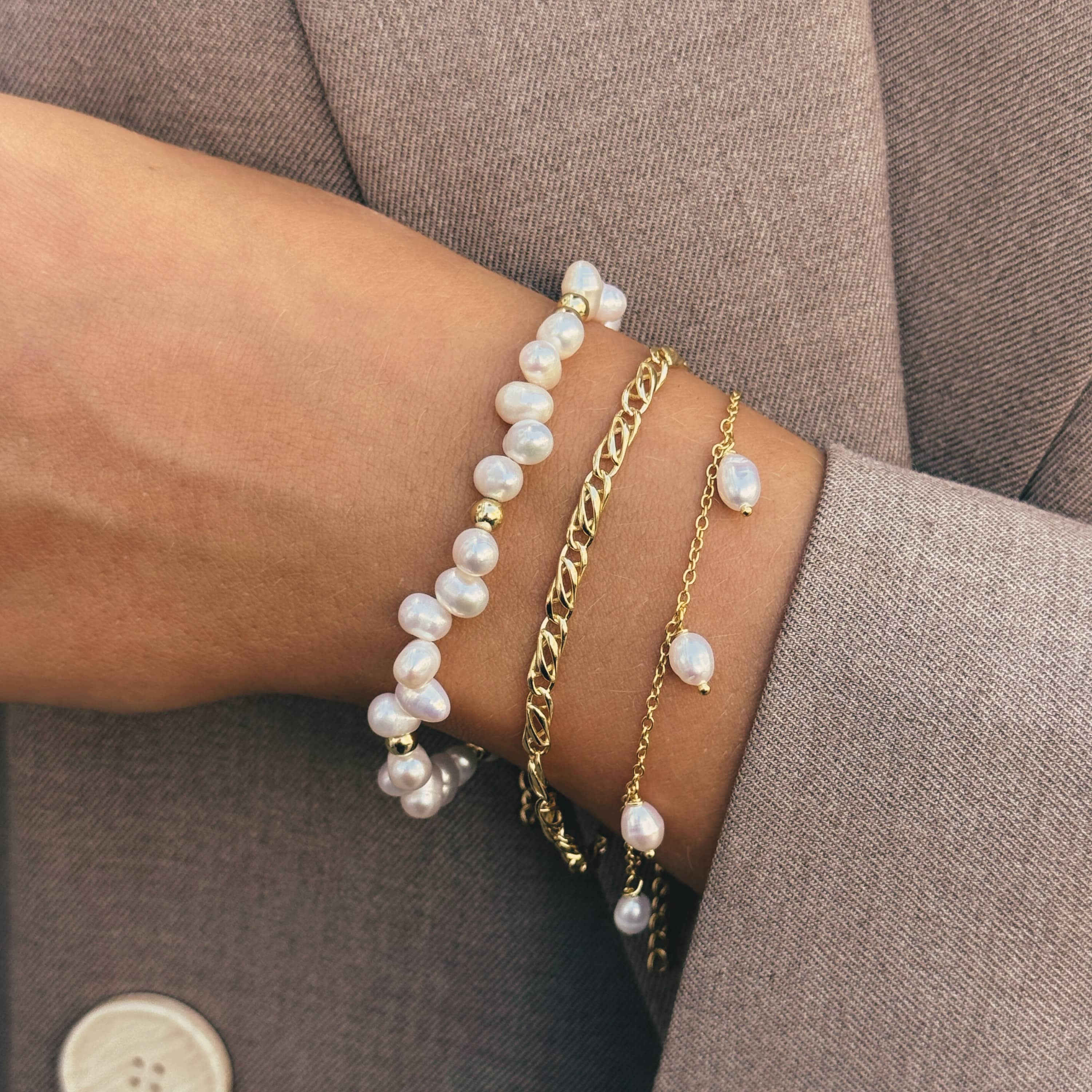 Aqua Dulce Lunella Pearl armbånd 17+3cm forgyldt 6536 - Billede 2