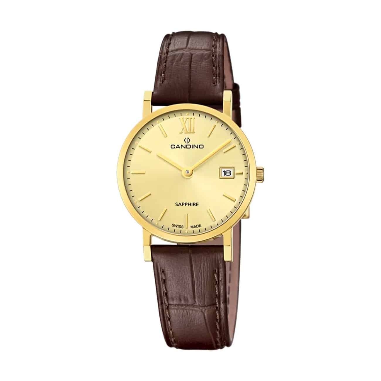Candino Couple Classic dameur med brun rem hvid skive og safirglas C4727/2