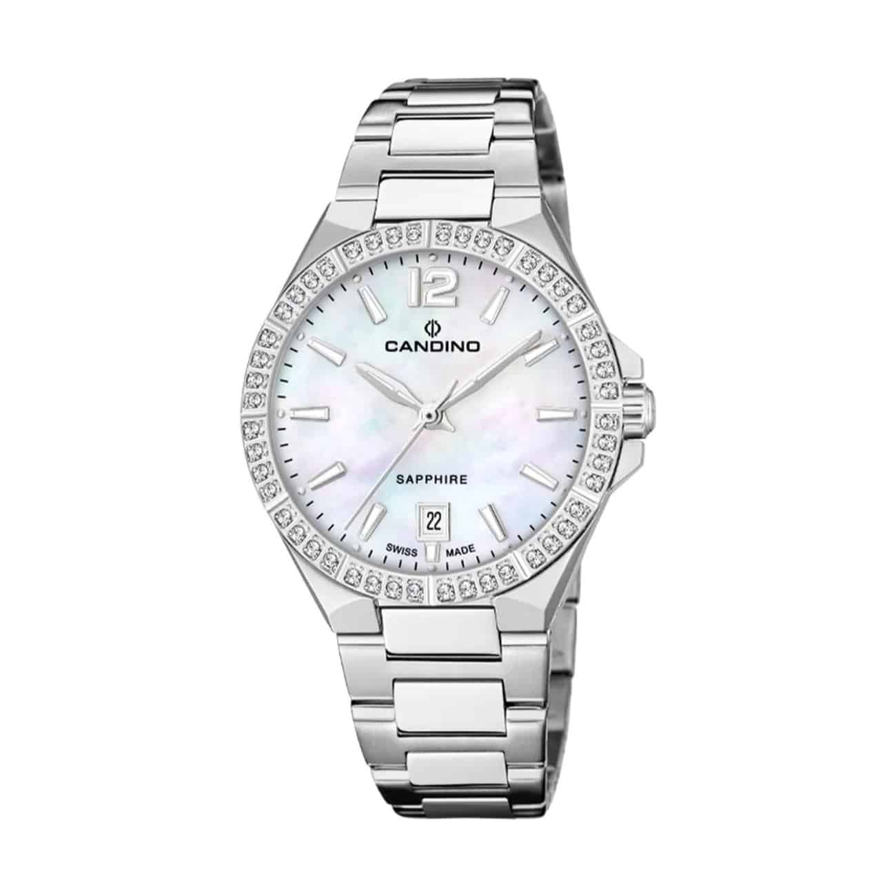Candino Lady Casual dameur med stållænke hvid skive og safirglas C4760/A