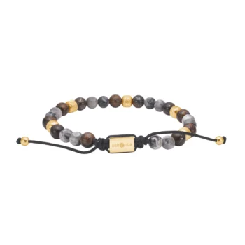 Son of Noa Stenarmbånd map stone/ilmenite bronzitite og stål IP gold 6mm 19-25cm 80890592800