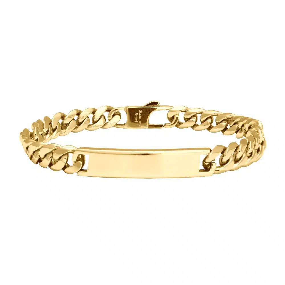 Son of Noa stålarmbånd panser med plade IP Gold 21cm 80930072821
