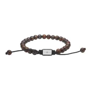 Stenarmbånd fra Son of Noa med ilmenite bronzit i jordnære nuancer. Justerbar lukning så armbåndet nemt kan tilpasses håndleddet.