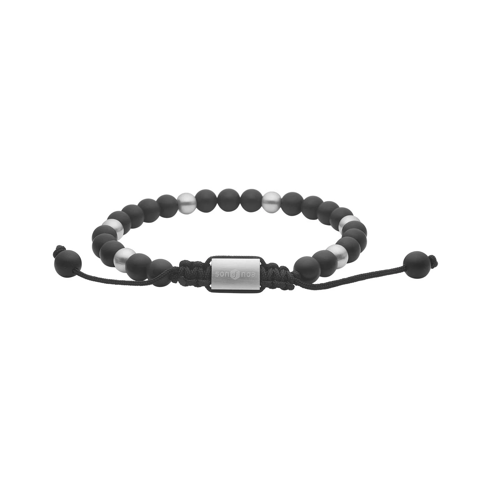Stenarmbånd fra Son of Noa med matte sorte agatsten. Justerbar lukning der gør armbåndet nemt at tilpasse håndleddet.