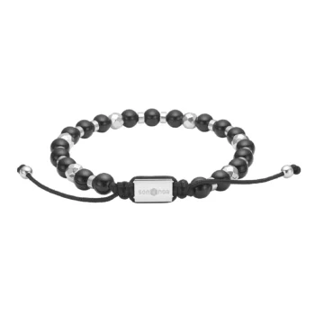 Son of Noa stenarmbånd sort agat med stål 6mm 19-25cm 80890492700