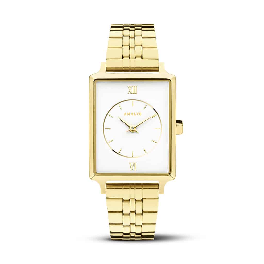 Amalys Kylie dameur firkantet med guldfarvet stål 23 x 28 mm AMW-234