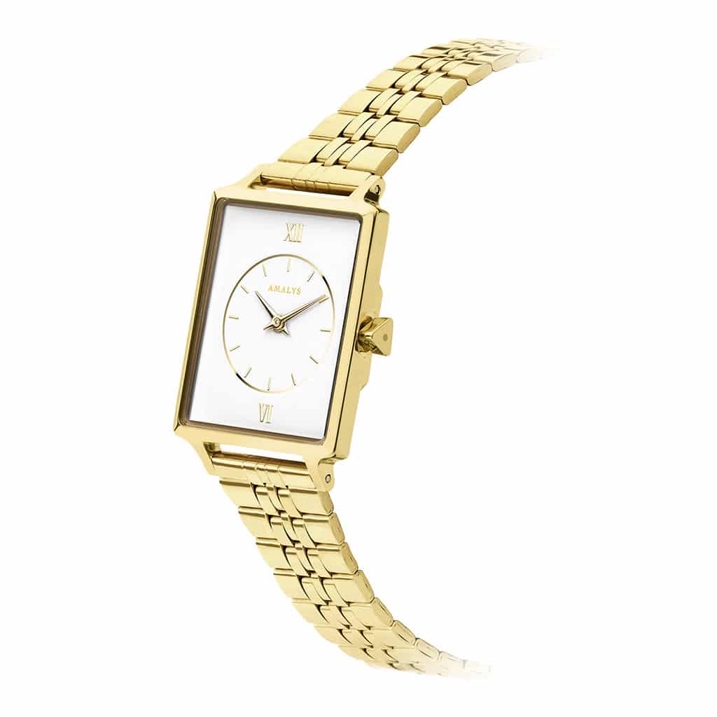 Amalys Kylie dameur firkantet med guldfarvet stål 23 x 28 mm AMW-234