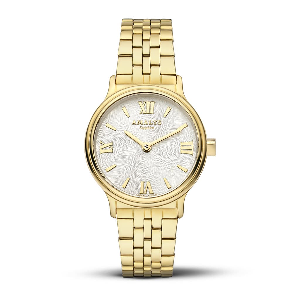 Amalys Naomy dameur med guldfarvet stållænke 28 mm AMW-162
