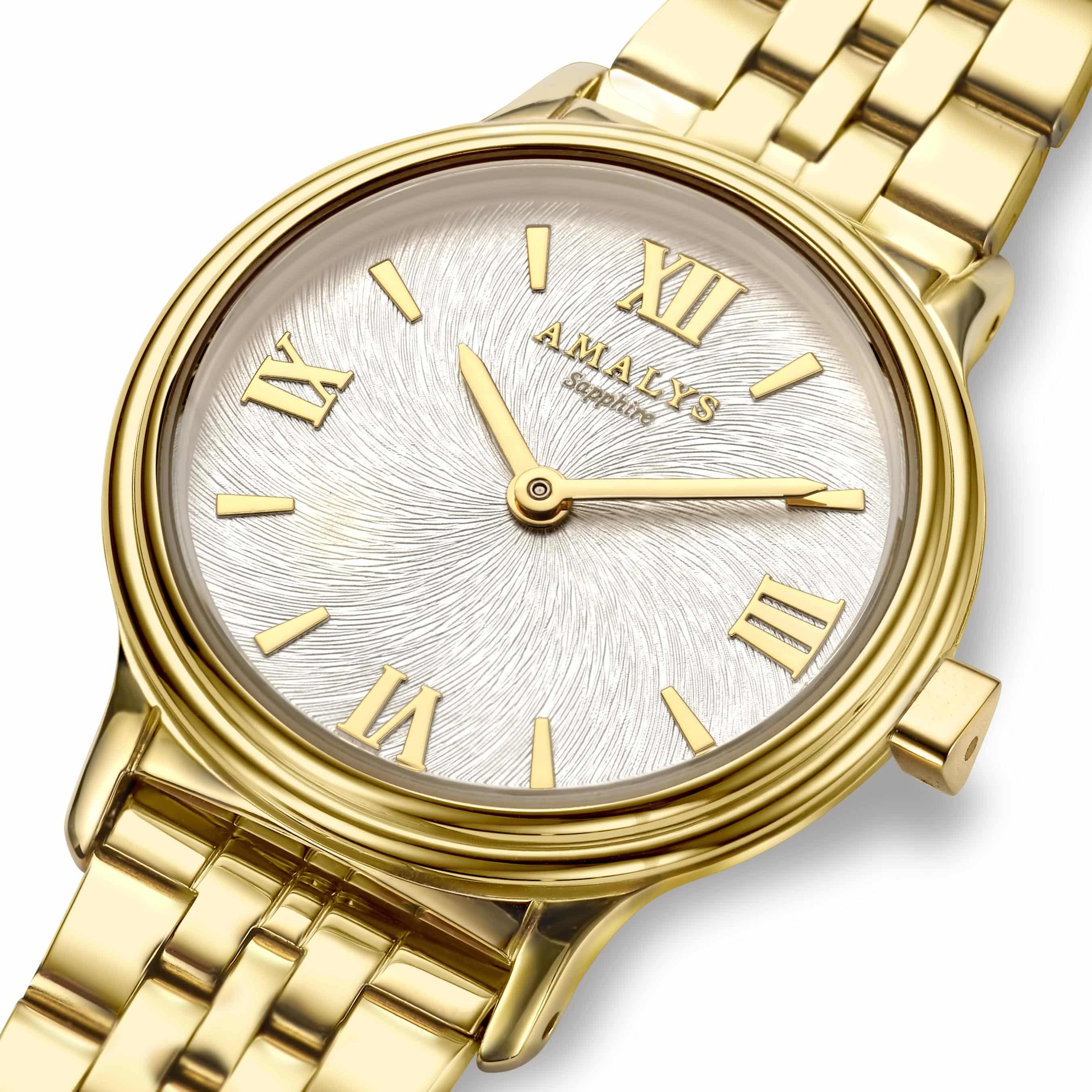 Amalys Naomy dameur med guldfarvet stållænke 28 mm AMW-162