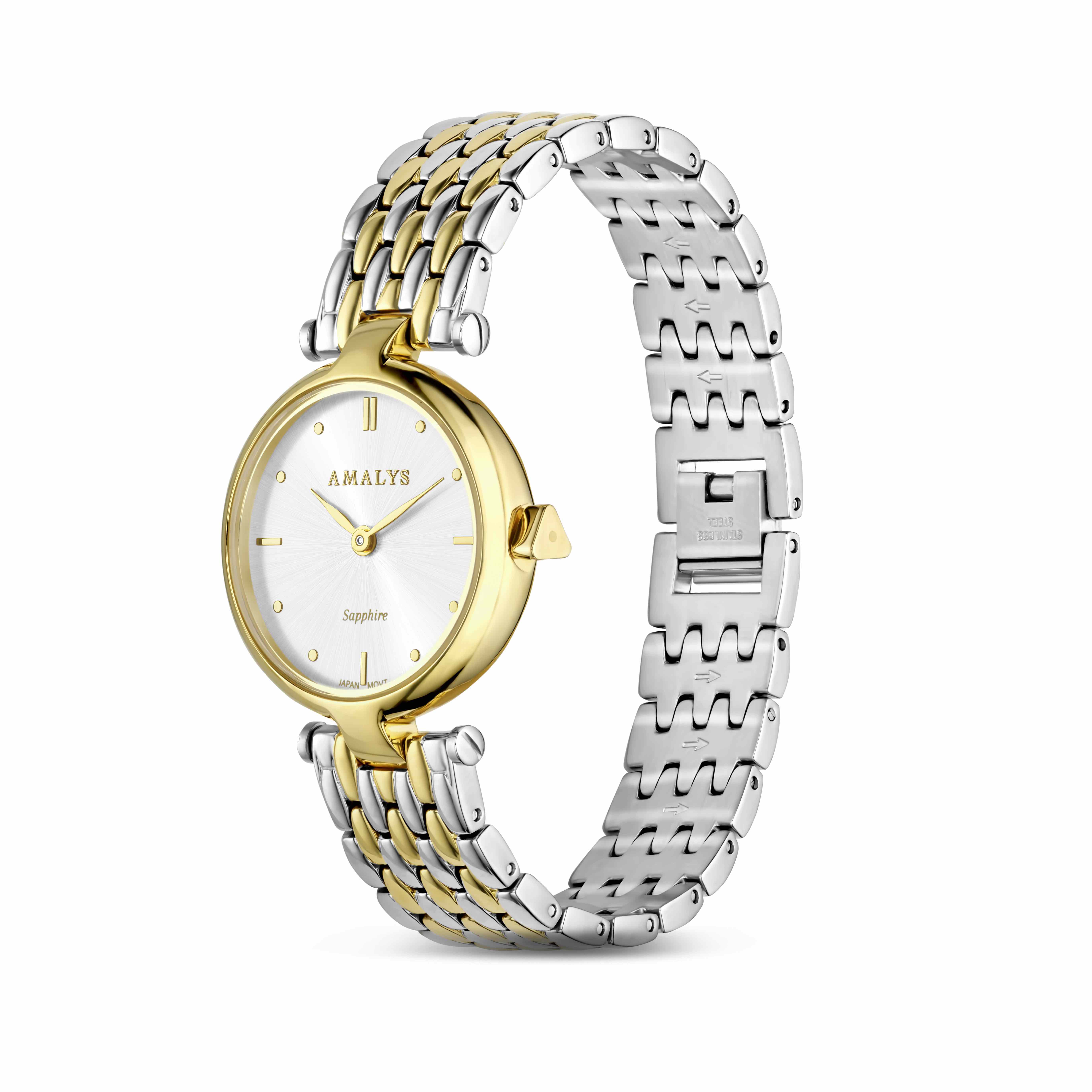 Amalys Ninon dameur med tofarvet stållænke 26 mm AMW-210