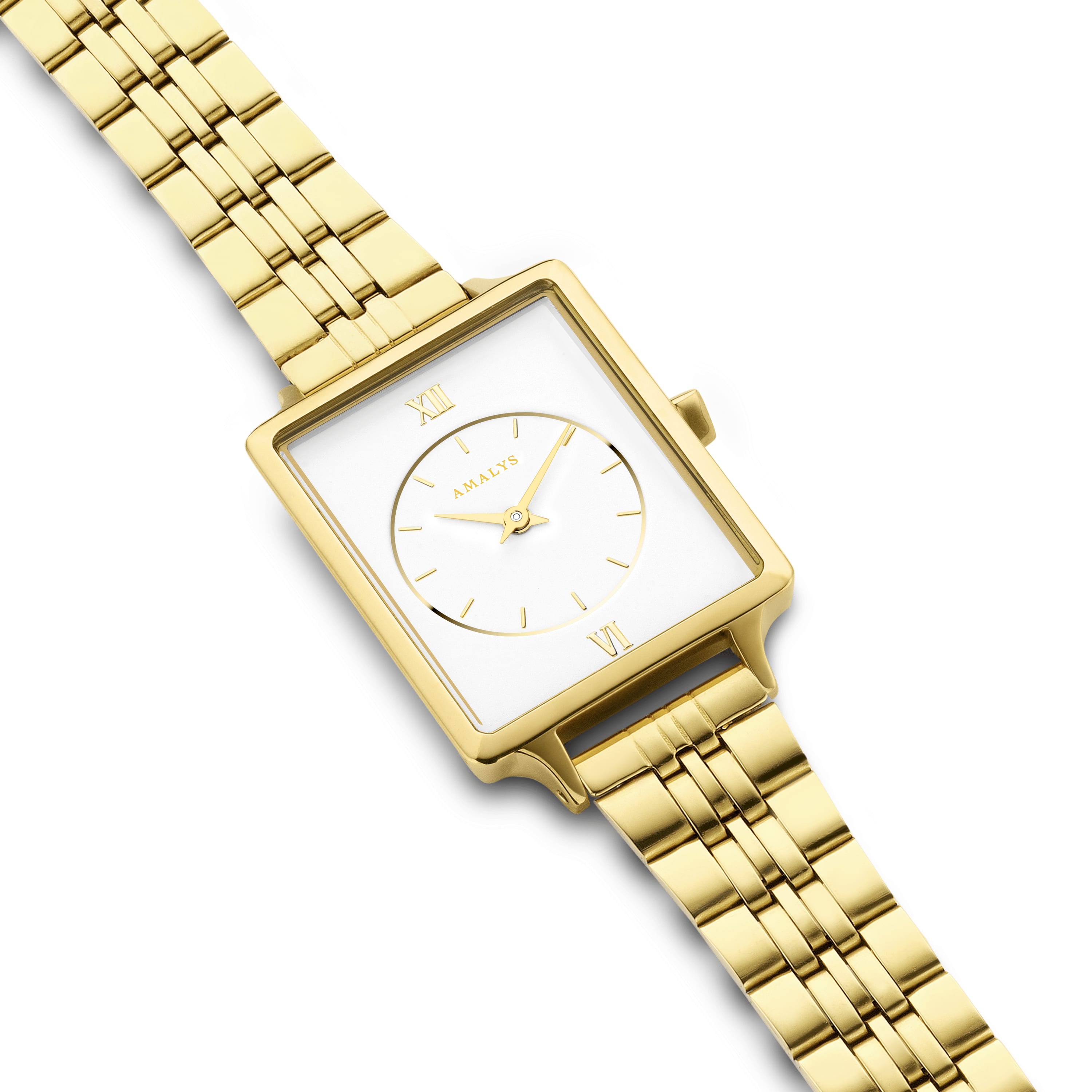 Amalys Kylie dameur firkantet med guldfarvet stål 23 x 28 mm AMW-234