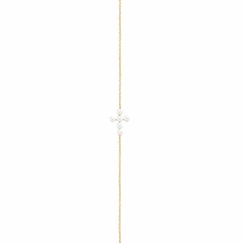 Scrouples armbånd med kors forgyldt sølv med perler 17+3 cm – 300452A,M