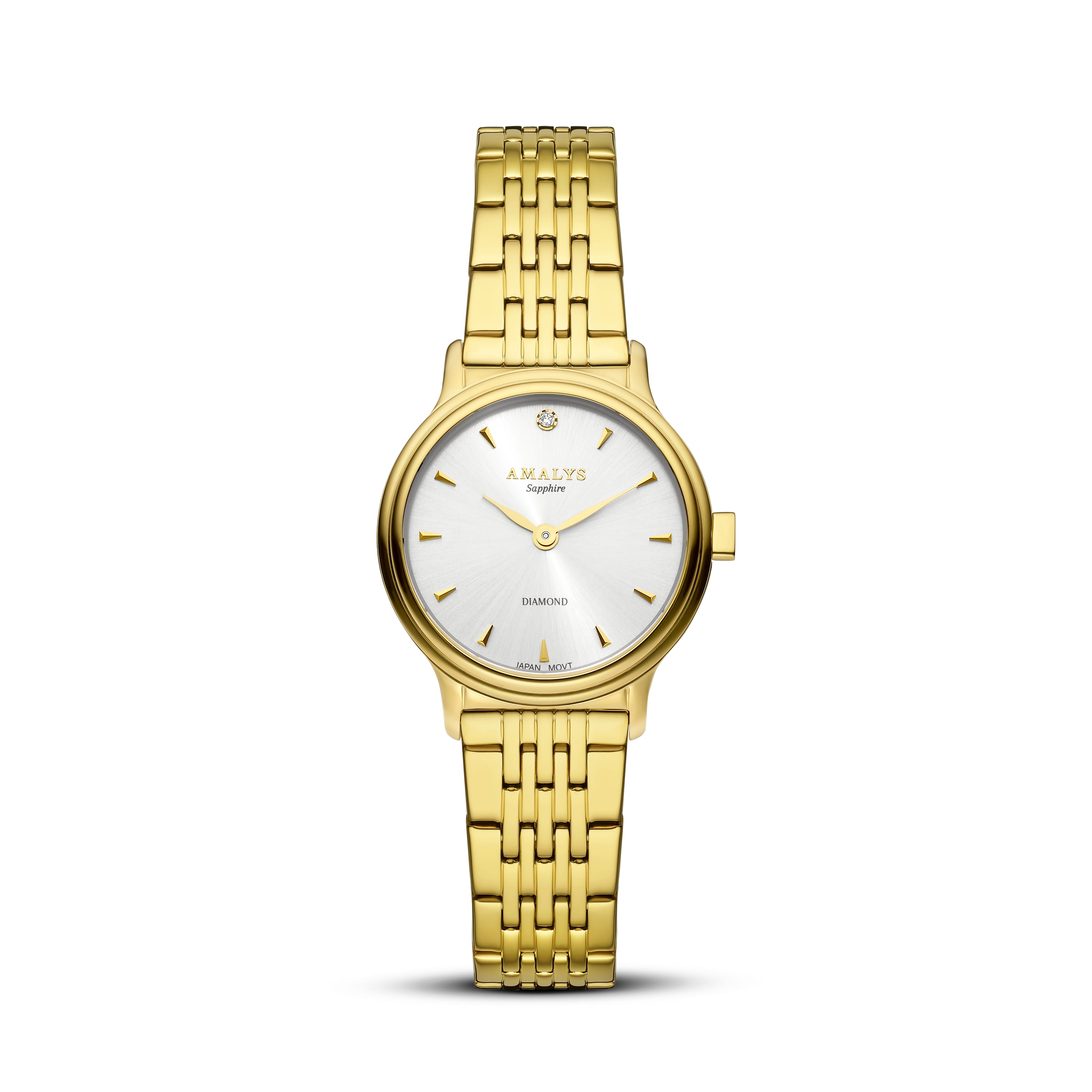Amalys Daisy dameur 28 mm guldfarvet stål diamant AMW-221