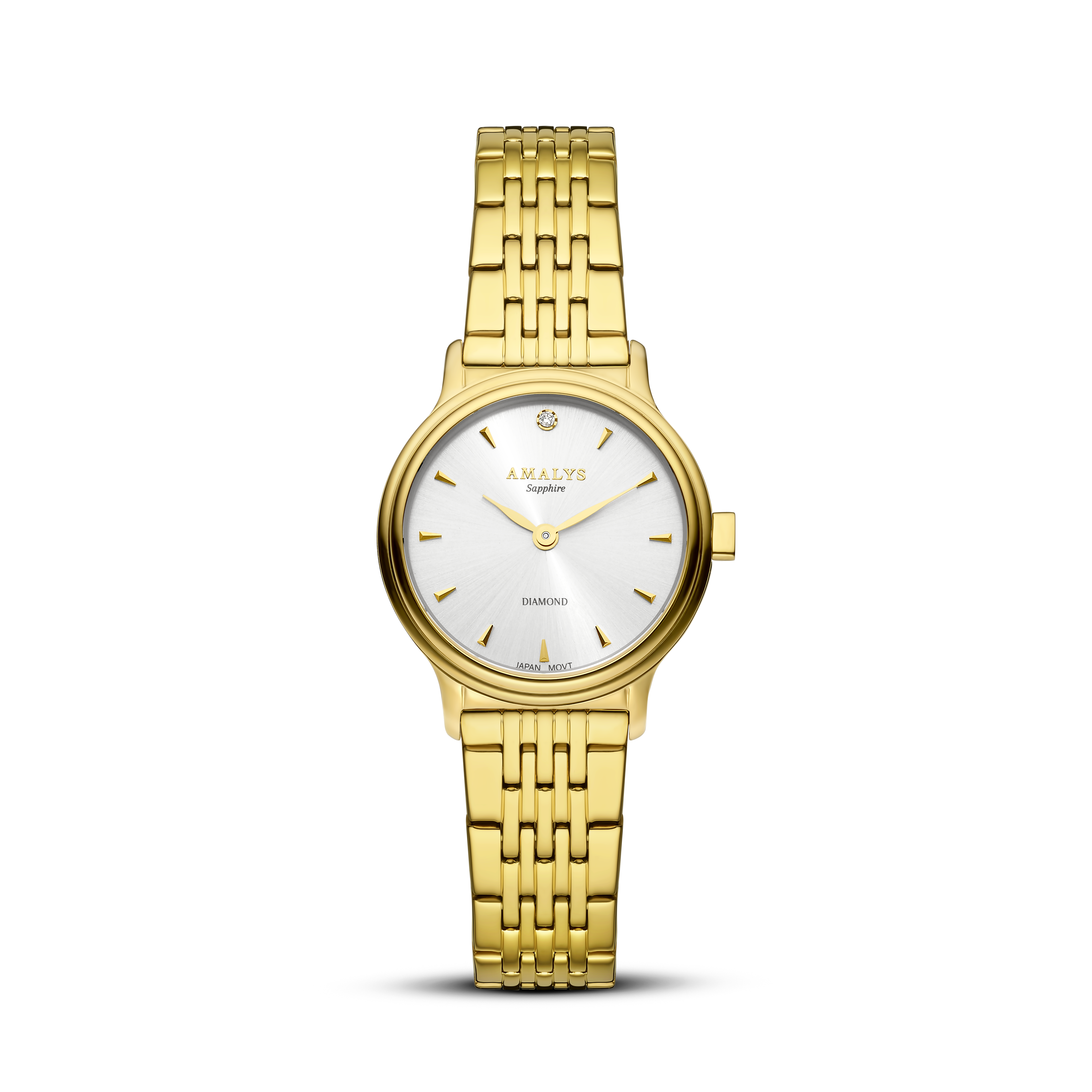 Amalys Daisy dameur 28 mm guldfarvet stål diamant AMW-221