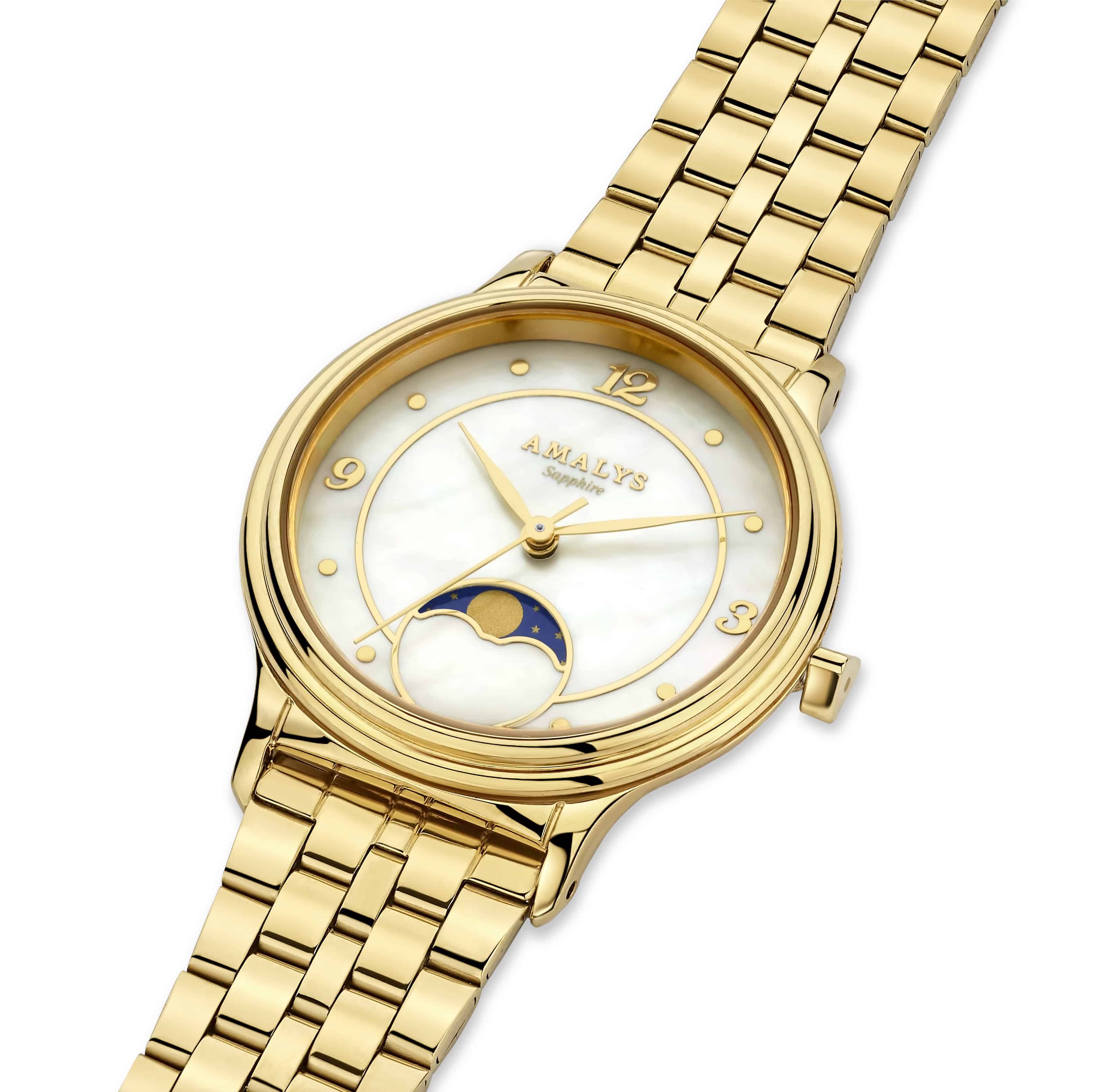 amalys ur, amalys dameur, amalys aurelia, dameur guld, perlemor ur, dameur med perlemor, dameur 32 mm, ur med safirglas, elegant dameur, klassisk dameur