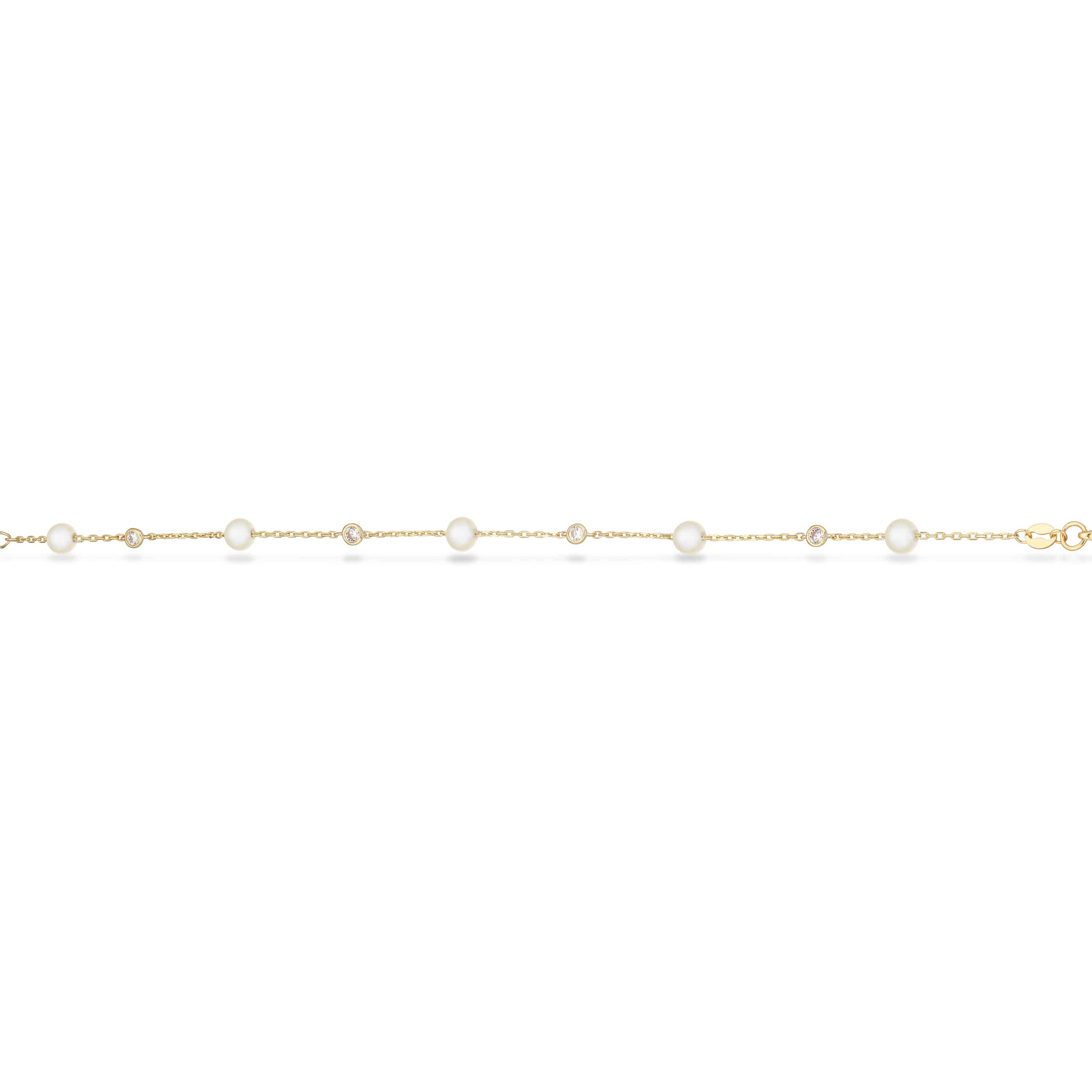 Scrouples Perle halskæde 8 kt guld med zirkonia 42+3 cm 34483H,M