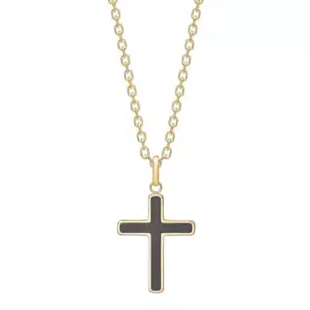 Son Of Noa stålkæde med korsvedhæng carbon IP gold 55cm 20840072800